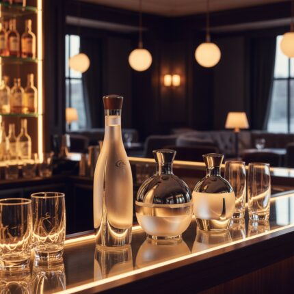 Bottiglia acqua luxury vetro satinato: design minimalista elegante, tappo metallico, fine dining ristorazione premium - AcqueDotto Frosinone