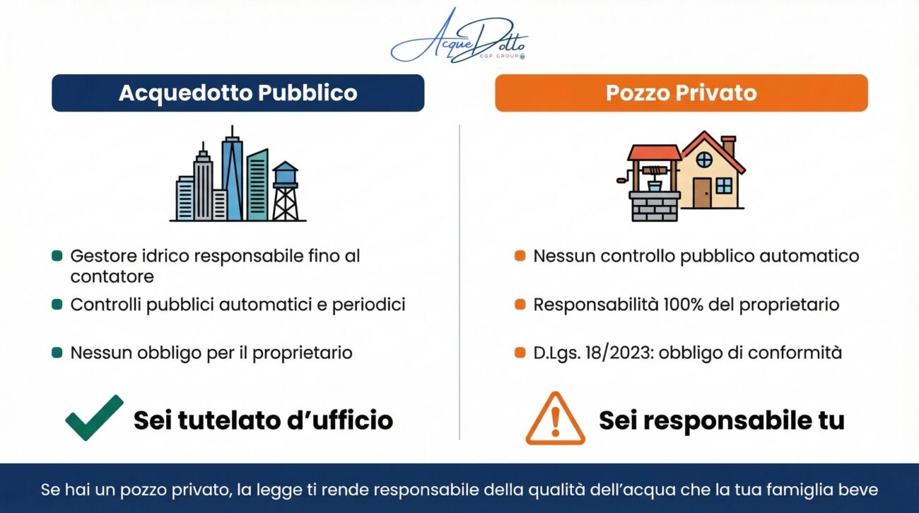 responsabilità acqua pozzo privato vs acquedotto pubblico D.Lgs 18/2023