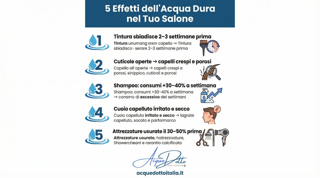 I 5 effetti dell'acqua dura in un salone professionale — Acquedotto Italia