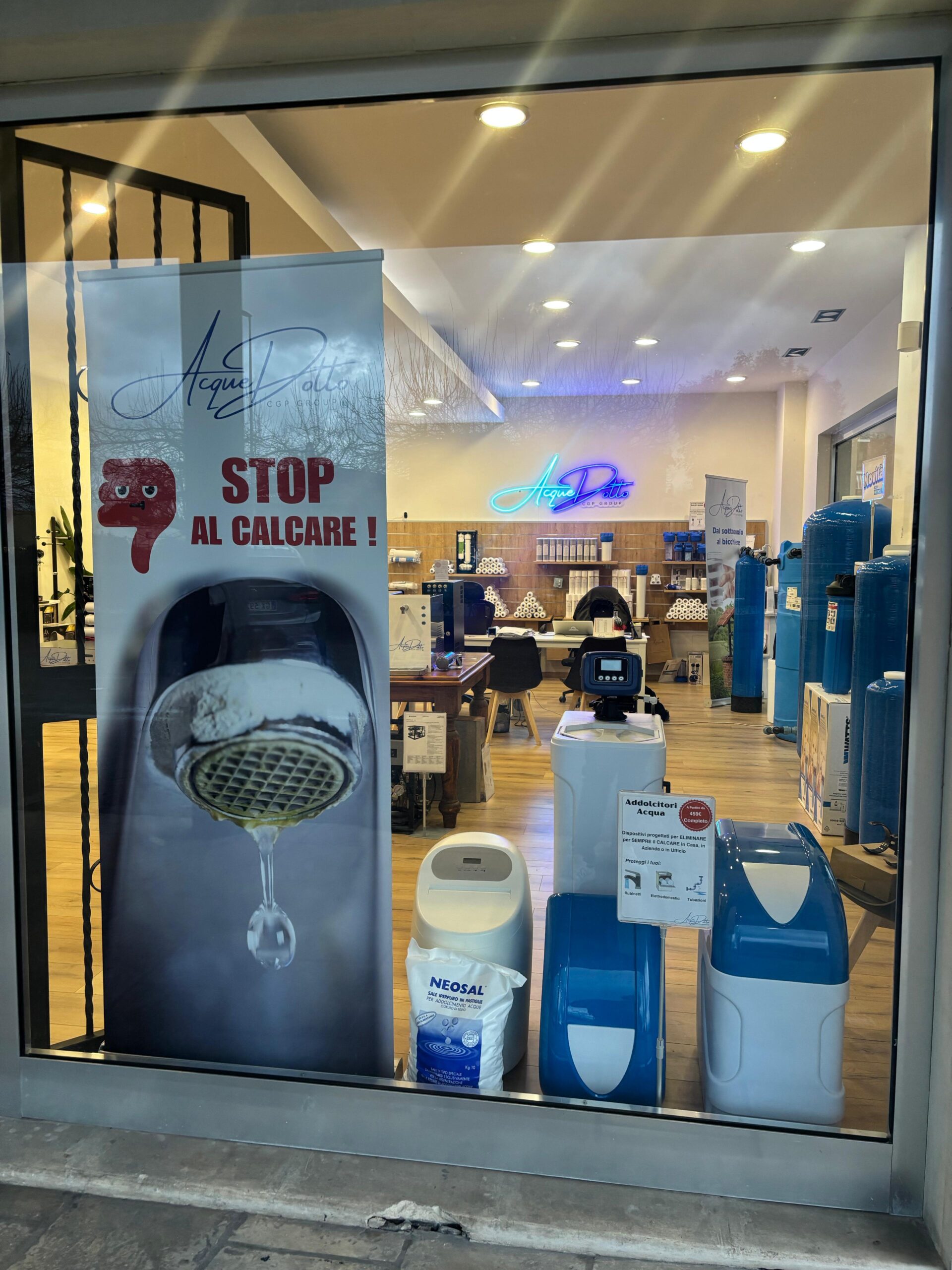 Showroom AcqueDotto Frosinone — addolcitori in esposizione, Stop al Calcare