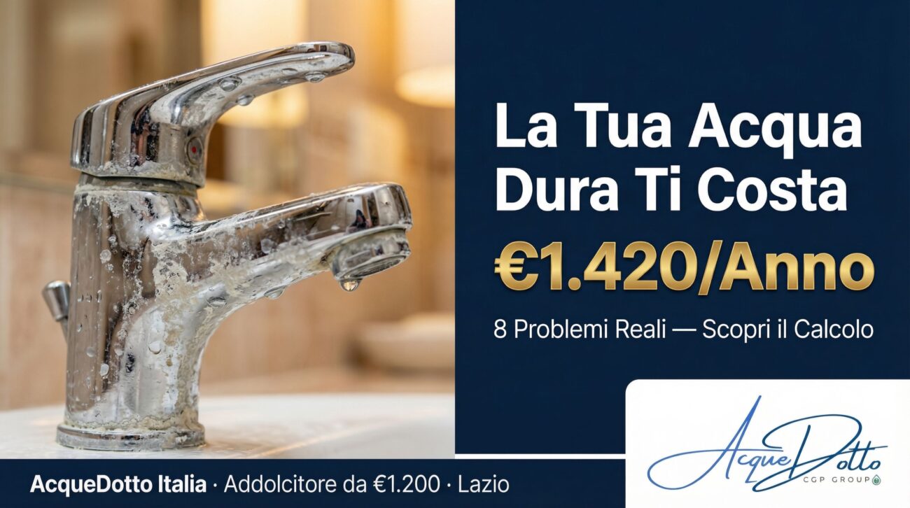 Acqua dura casa problemi — calcare su rubinetto lavatrice caldaia danni visibili Lazio