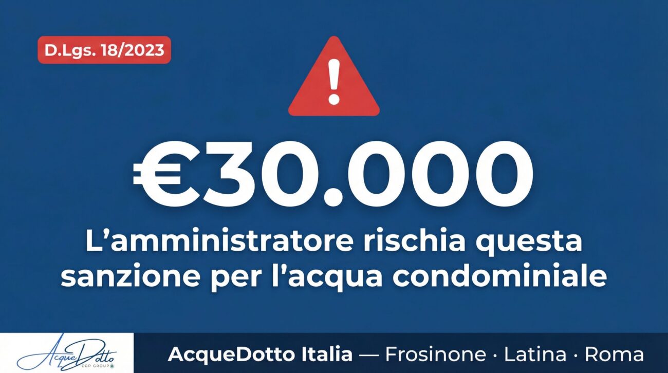 Sanzione fino a €30.000 per l'amministratore di condominio — D.Lgs. 18/2023 acqua condominiale