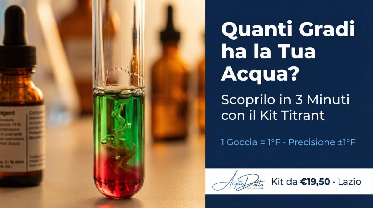 Test durezza acqua casa kit Titrant CGP — misura calcare gradi francesi 3 minuti 19,50 euro