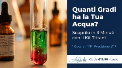 Test durezza acqua casa kit Titrant CGP — misura calcare gradi francesi 3 minuti 19,50 euro