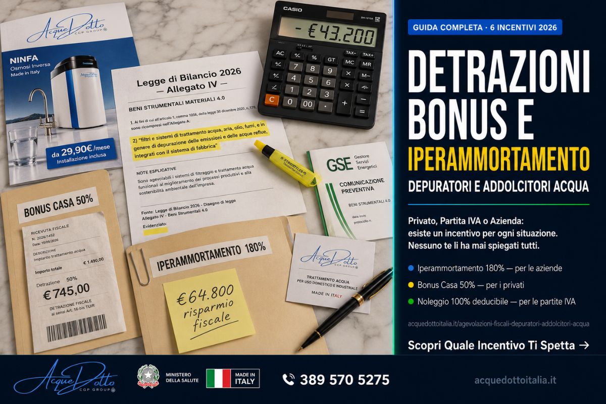 agevolazioni fiscali depuratori acqua 2026